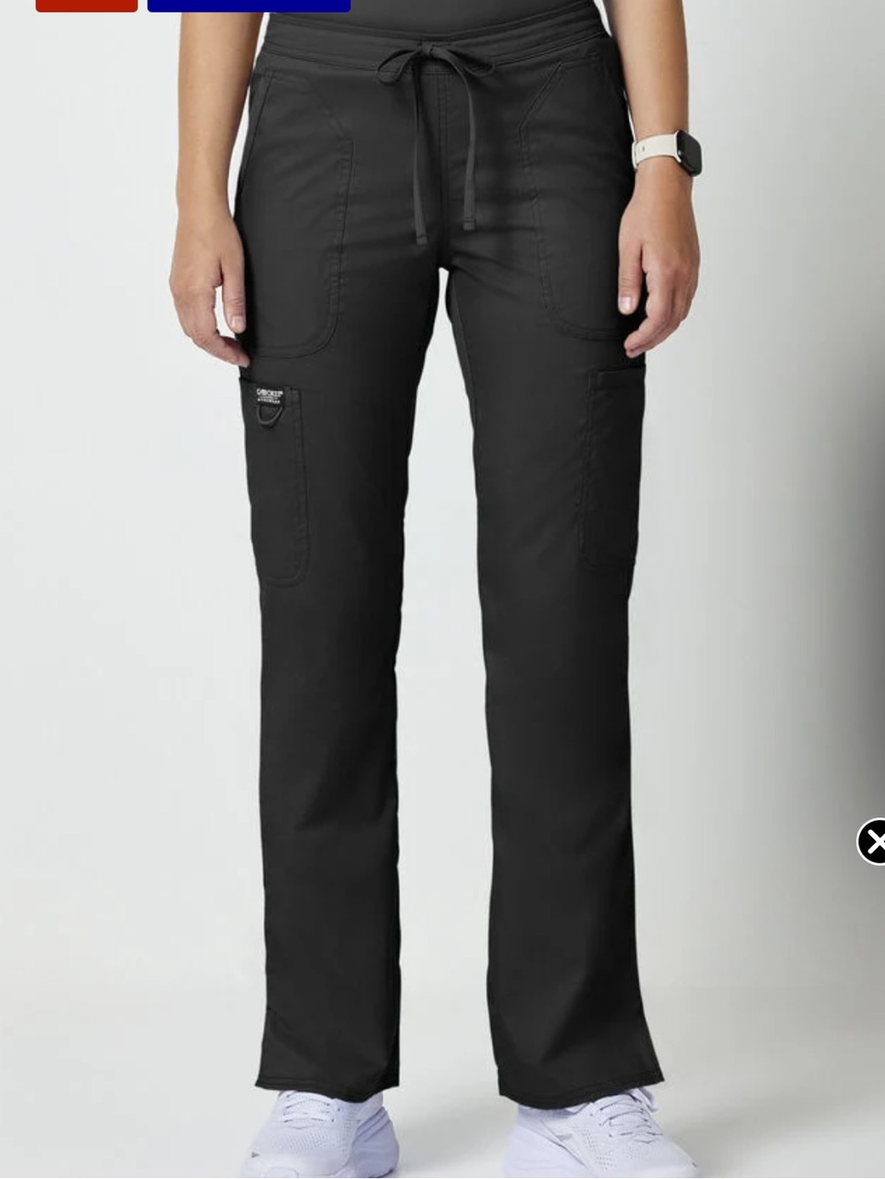 Cherokee Scrub Black Cargo Pants with Elastic Waist